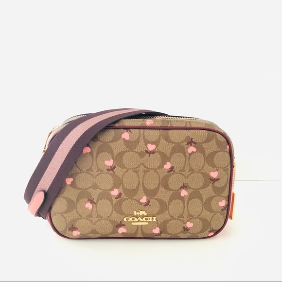 Coach+Jes+Crossbody+In+Signature+Canvas+With+Heart+Floral+Print+Women%27s+ Crossbody+Bag+-+Brown for sale online